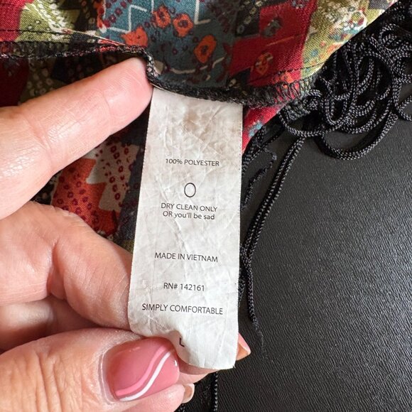 LuLaRoe Patchwork Kimono Cardigan Womens Size Large Fringe Hem Lightweight Boho - Picture 6 of 7